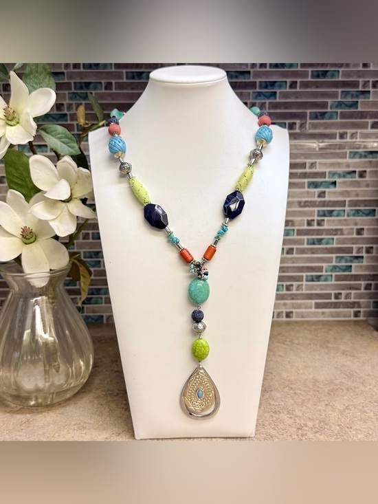 Chico's Jewelry - Chico’s Southwestern Style Textured Bead Y-Necklace, Silver-Tone